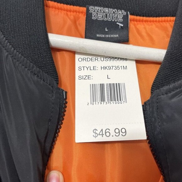 New ORIGINAL DELUXE Men's Bomber Black Jacket Size M - Picture 6 of 7